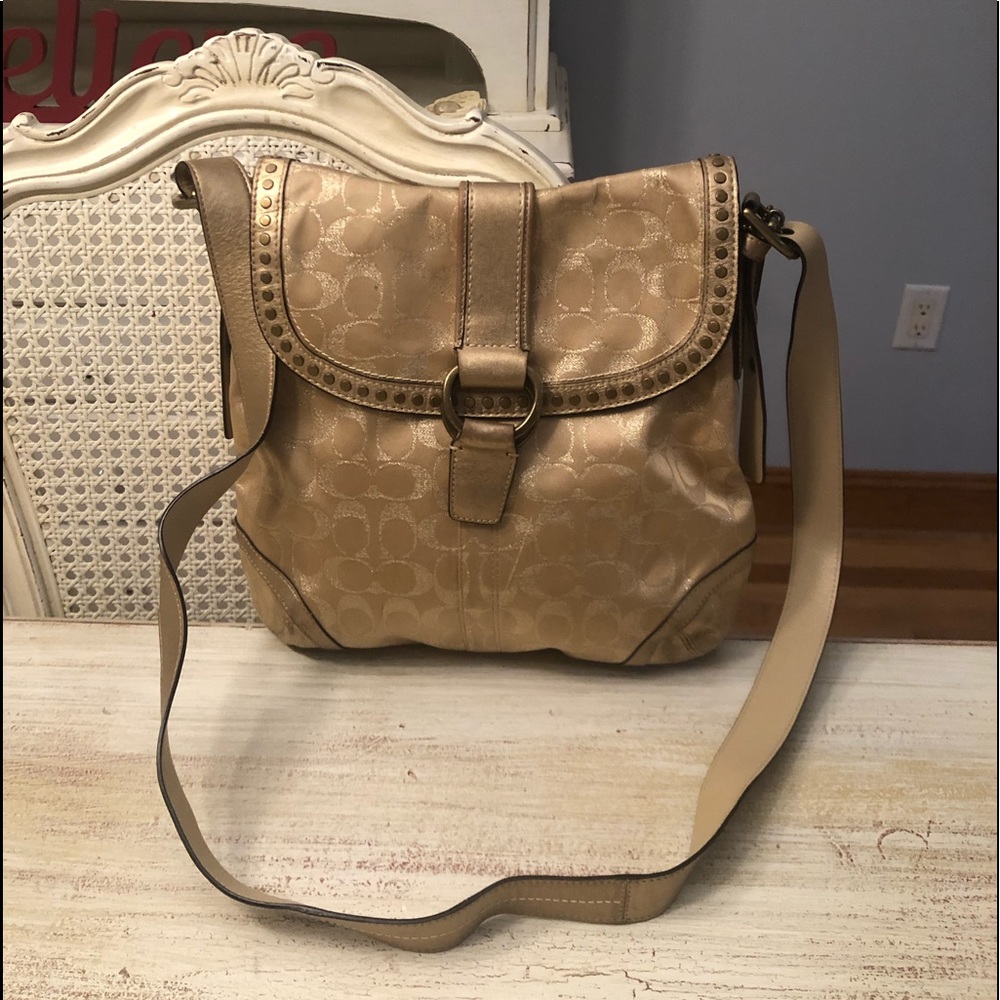 Vintage Gold Coach Shoulder Bag